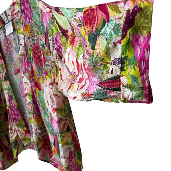 Winton and Waits Short Floral Kimono Top One Size Succulent Plant Colorful Boho - Picture 6 of 14